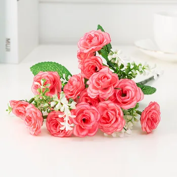 Dirbtinio Šilko Rožių Puokštė 15 Galvų Gėlės Nekilnojamojo Touch Vestuvių Nuotakos Valdos Netikrą Gėlių Namų Stalo Apdailos Reikmenys