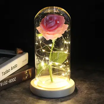 Karšto Pardavimo Galaxy Rose Rose Eternelle LED Šviesos, Grožio ir Žvėrys, Raudona Rožė Stiklo Kupolas Motinos Valentino Diena Dovana