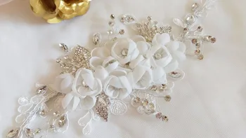Kalnų krištolas Kristalų Aplikacijos Su 3D Gėlės, Vestuvių Aksesuarai, galvos Apdangalai, Vestuvių Suknelė Varčios Haute Couture Kostiumas Dekoras